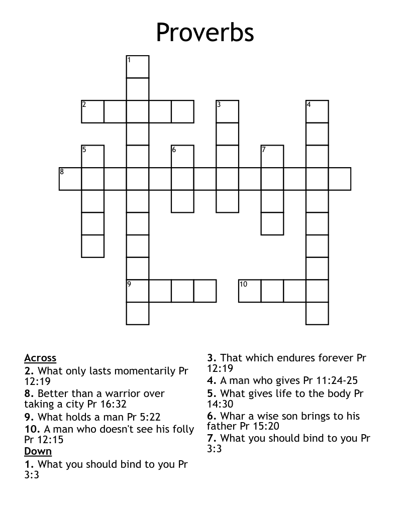 Proverbs Crossword WordMint