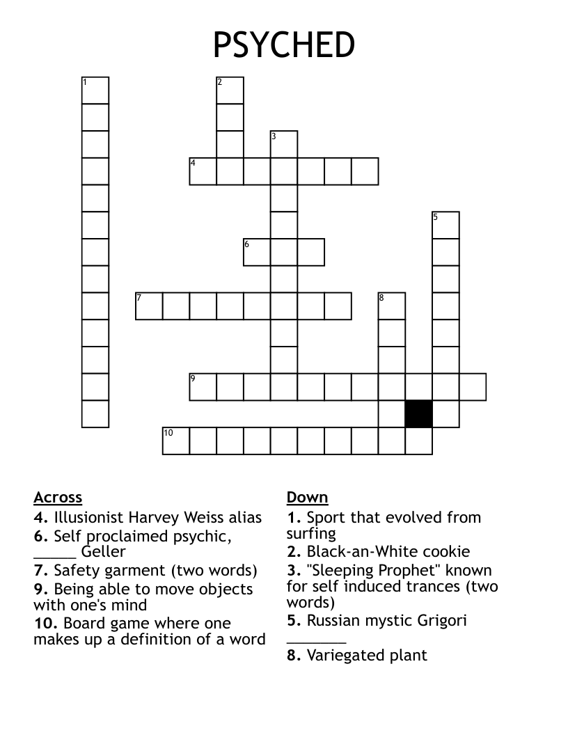 PSYCHED Crossword WordMint
