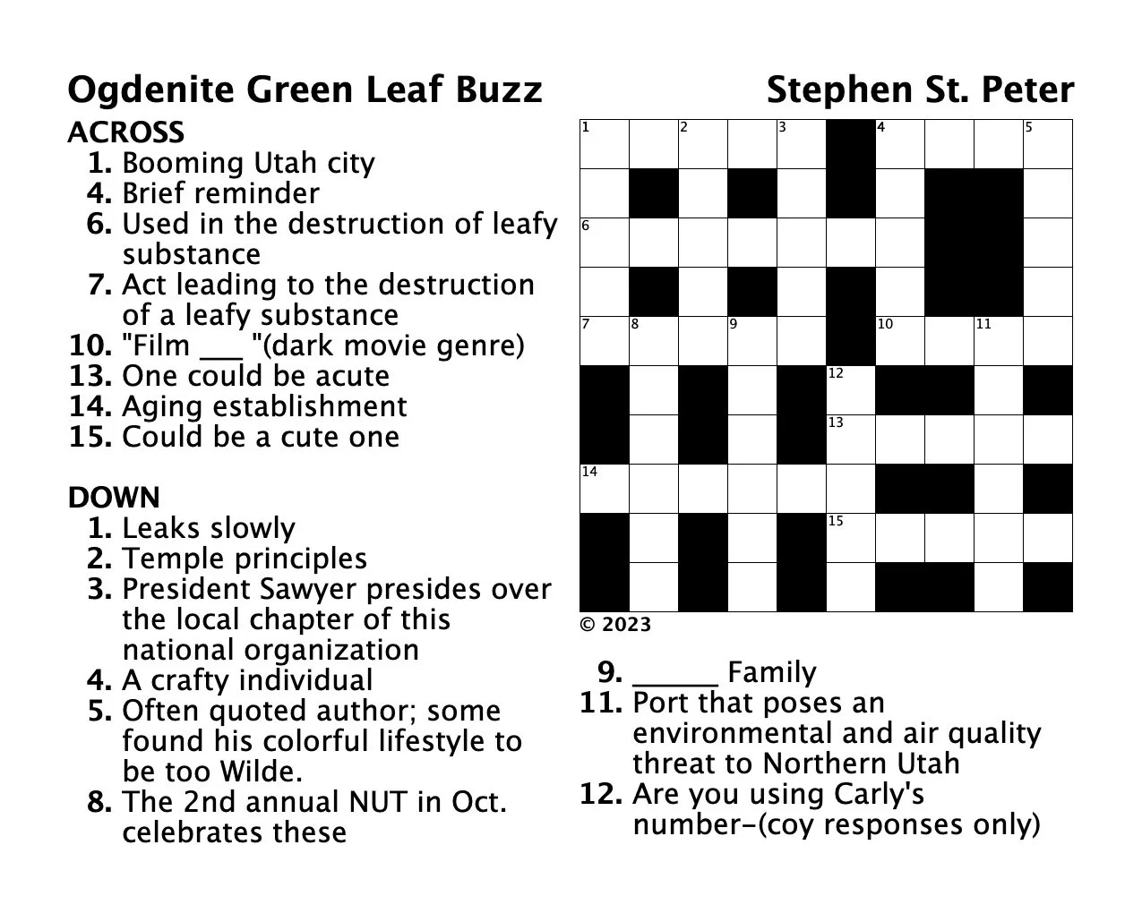 Puzzles OGDEN NEWS The Ogdenite
