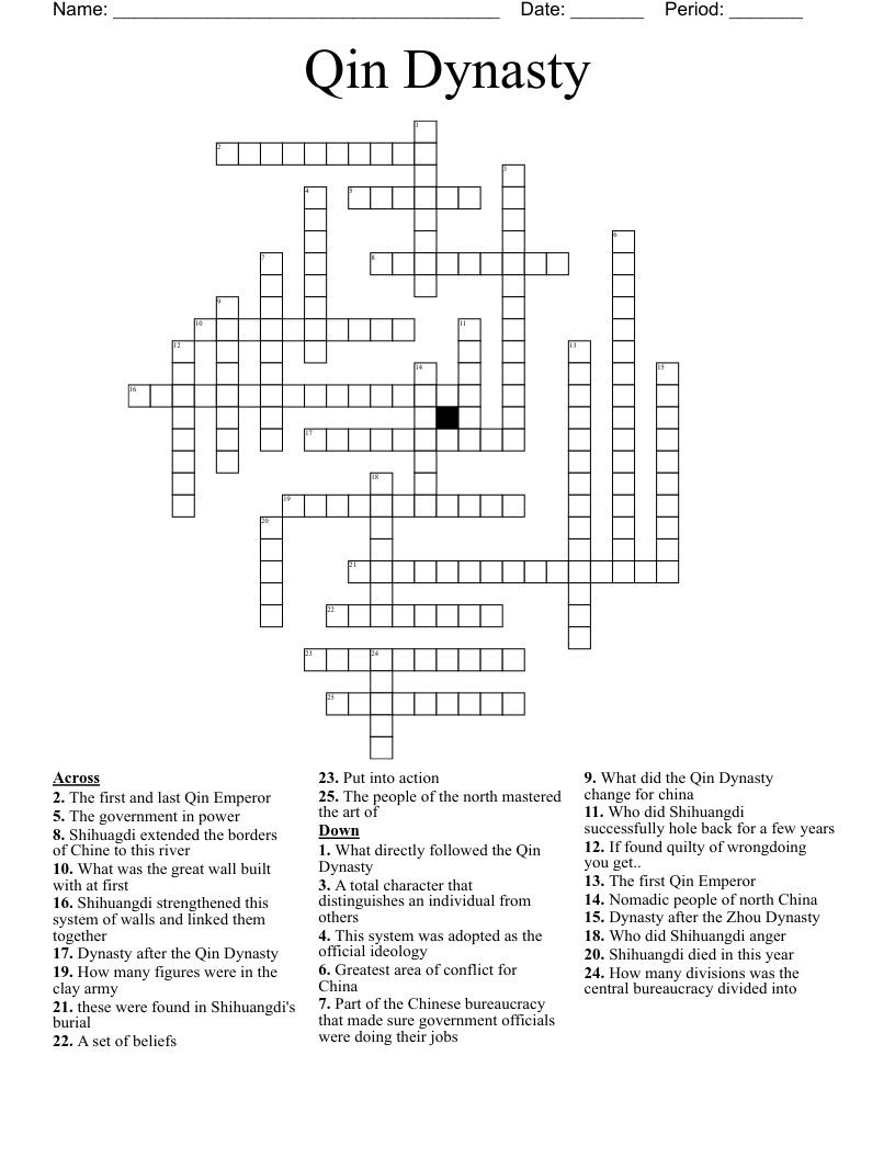 Qin Dynasty Crossword WordMint