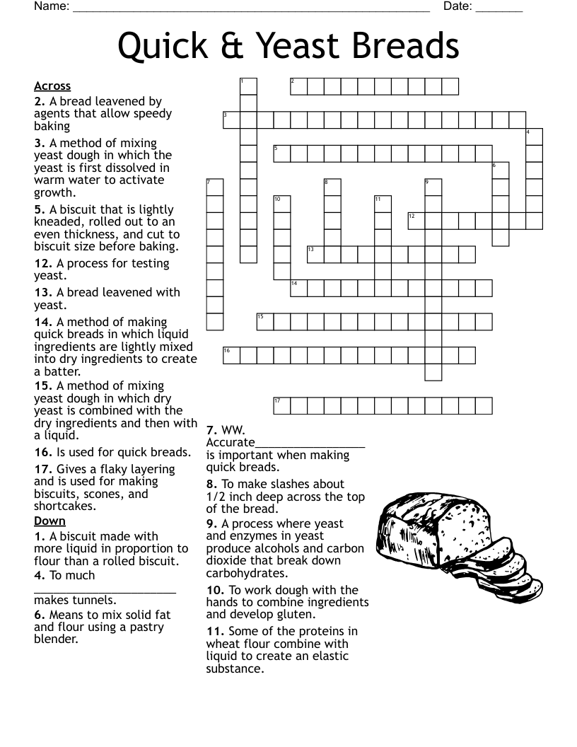 Quick Yeast Breads Crossword WordMint