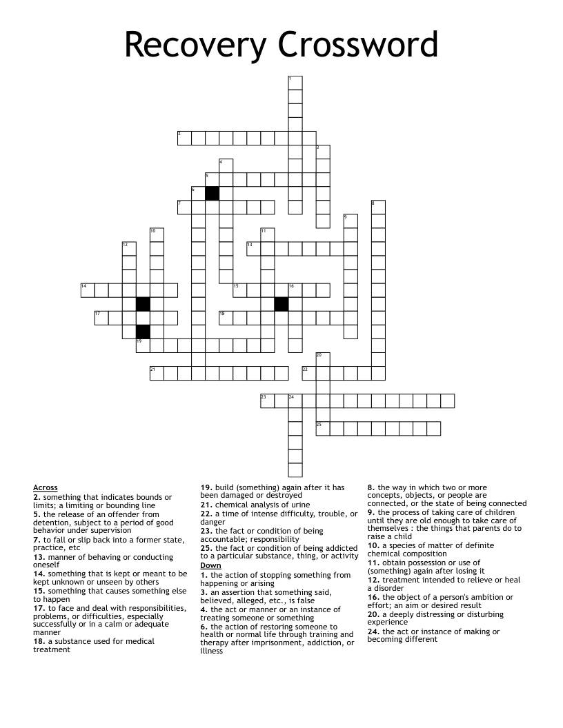 Recovery Crossword WordMint