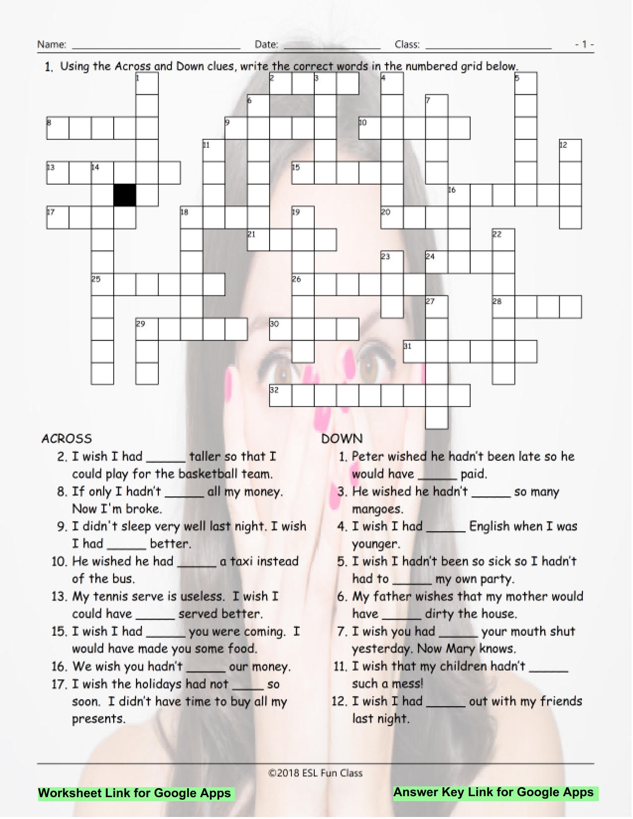 Regret Modal Verbs Interactive Crossword Puzzle For Google Apps Teaching Resources