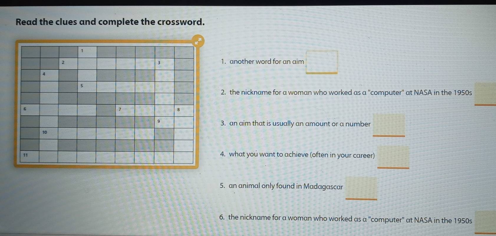Resuelto Read The Clues And Complete The Crossword 1 2 1 Another Word For An Aim 2 3