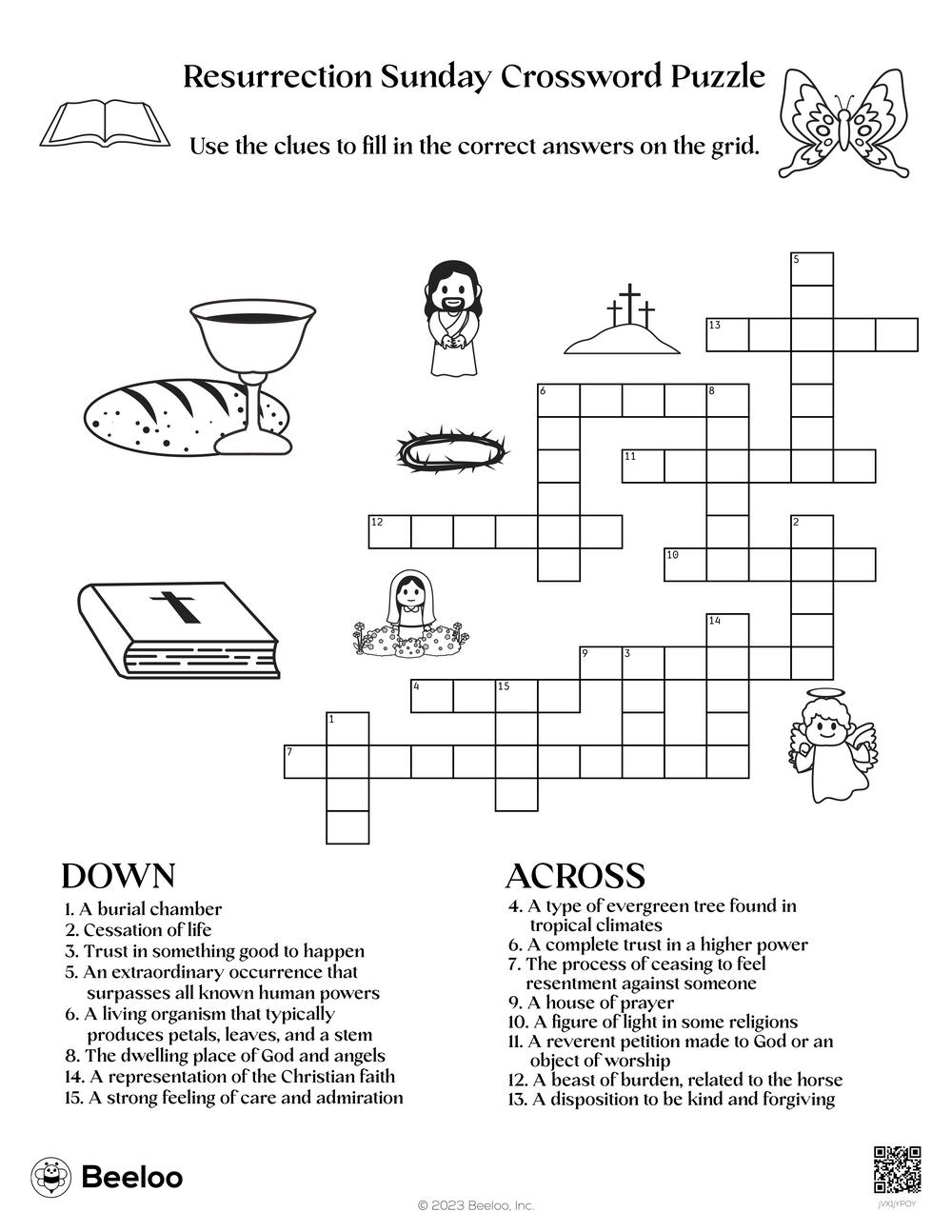 Resurrection Sunday Crossword Puzzle Beeloo Printable Crafts And Activities For Kids
