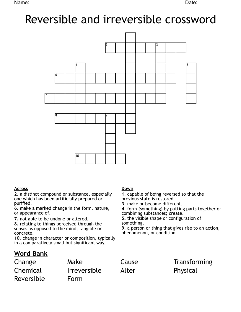 Reversible And Irreversible Crossword WordMint Reversible And Irreversible Crossword WordMint