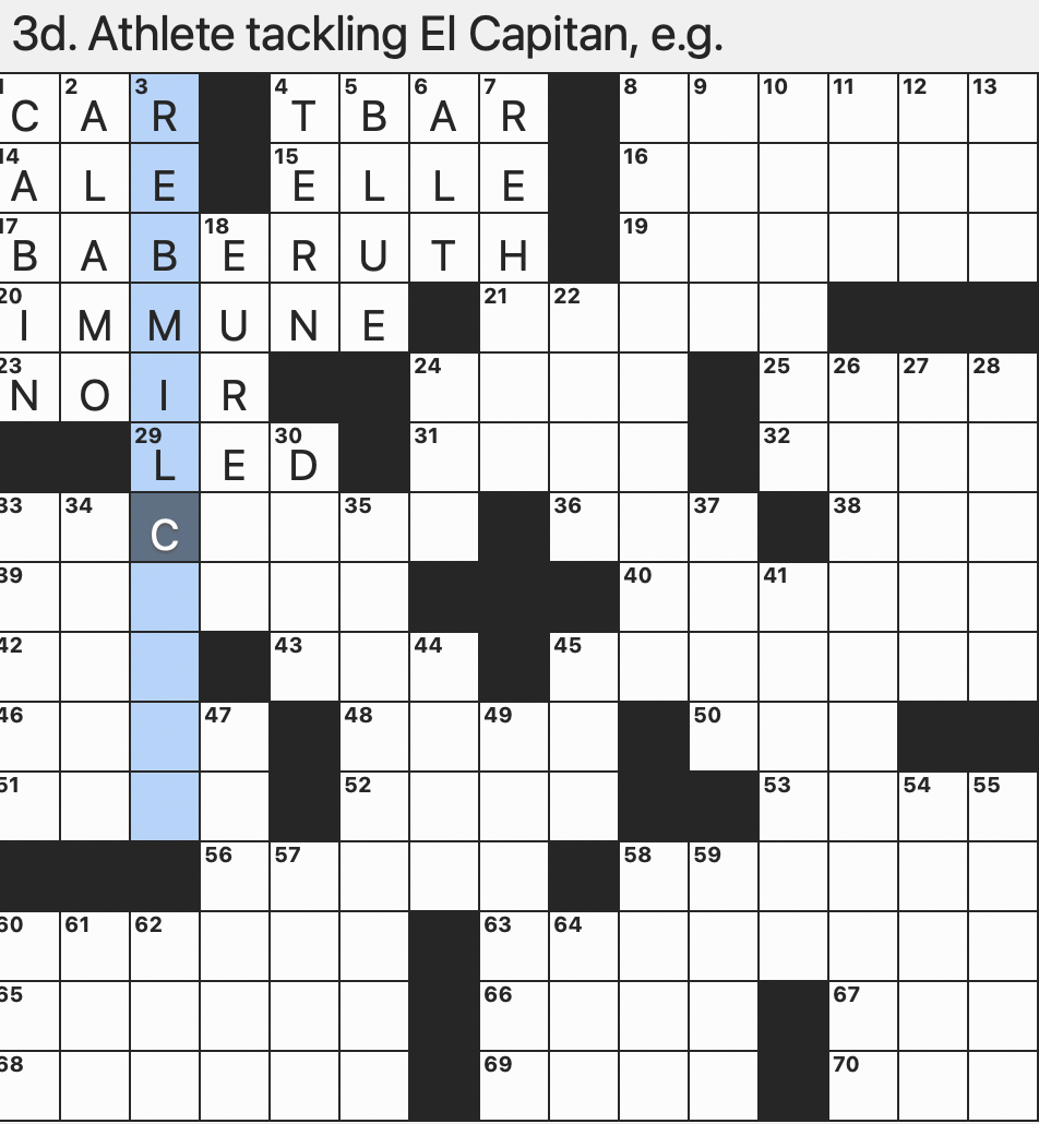 Rex Parker Does The NYT Crossword Puzzle Athlete Tackling El Capitan E g THU 9 4 25 Designation For Some Audio Connectors Jungian Archetype Lion Keeper Locale For A Couples