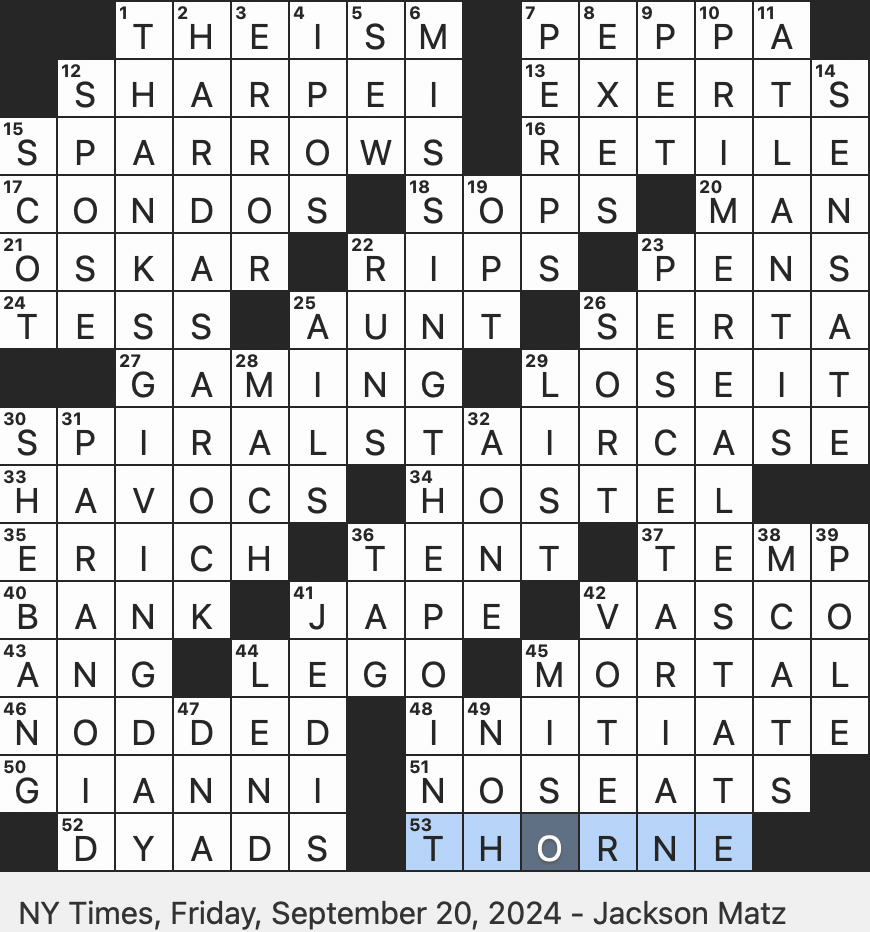 Rex Parker Does The NYT Crossword Puzzle Battleship Corner FRI 9 20 24 Lawbreakers Informally Four year old In Pig Tales Apt Name For A Successful Crypto Investor Philosophy Influenced By