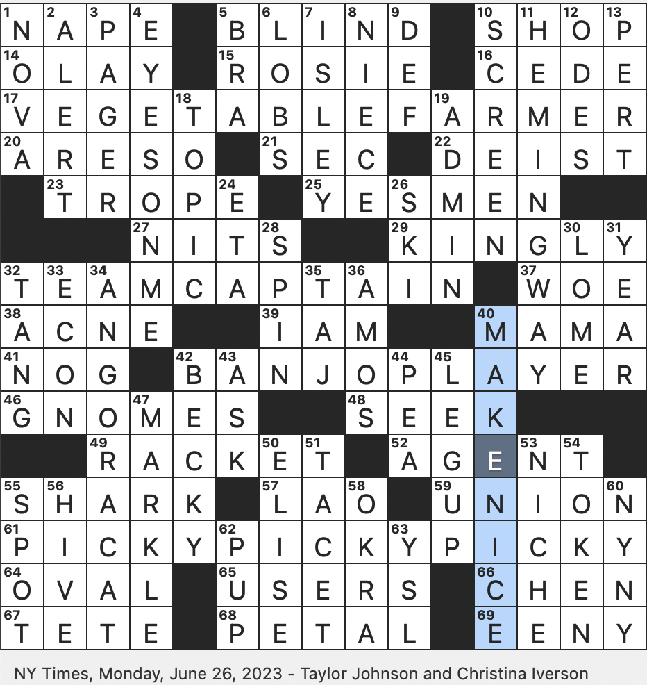 Rex Parker Does The NYT Crossword Puzzle Be Silent In Music MON 6 26 23 Act Friendly Despite Feeling Otherwise Familiar Clich In Storytelling Like The Love Triangle Or The Girl