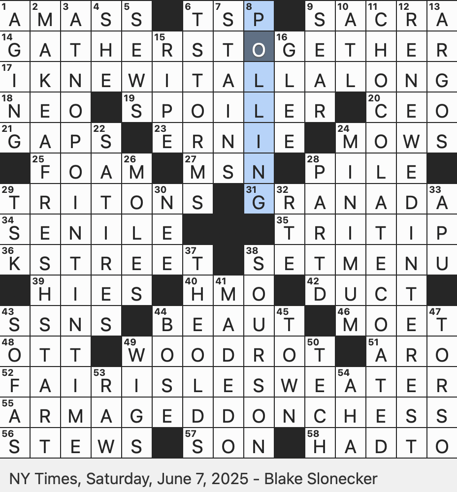 25 tons crossword 3 letters