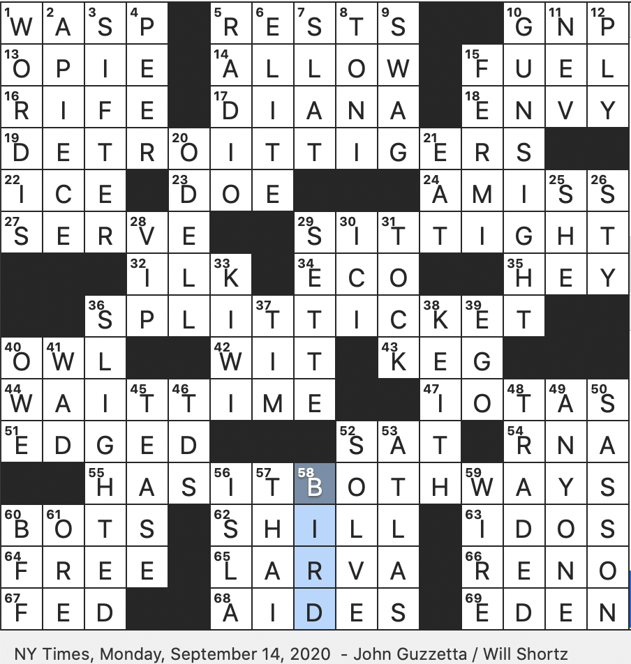 Rex Parker Does The NYT Crossword Puzzle Fig Of Total Economic Output MON 9 14 20 Jeans Brand Popular In The 1980s Green fleshed Fruit Lamented Princess Of Wales