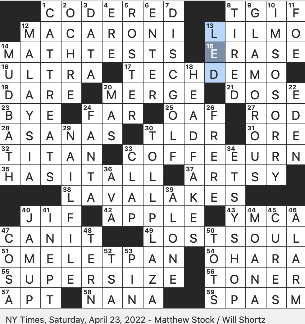 Rex Parker Does The NYT Crossword Puzzle Modern Initialism For One Skimming Text SAT 4 23 22 Hue Made From Limonite Gram Alternative Rapper With The 2001 Hit Superwoman Pt Rex Parker Does The NYT Crossword Puzzle Modern Initialism For One Skimming Text SAT 4 23 22 Hue Made From Limonite Gram Alternative Rapper With The 2001 Hit Superwoman Pt