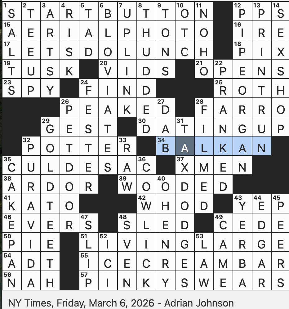 Rex Parker Does The NYT Crossword Puzzle Montenegrin E g FRI 3 6 26 Grain That Once Fed The Roman Army Satellite Transmission Path Longtime Soccer Manager G ran Eriksson Shelters Rex Parker Does The NYT Crossword Puzzle Montenegrin E g FRI 3 6 26 Grain That Once Fed The Roman Army Satellite Transmission Path Longtime Soccer Manager G ran Eriksson Shelters