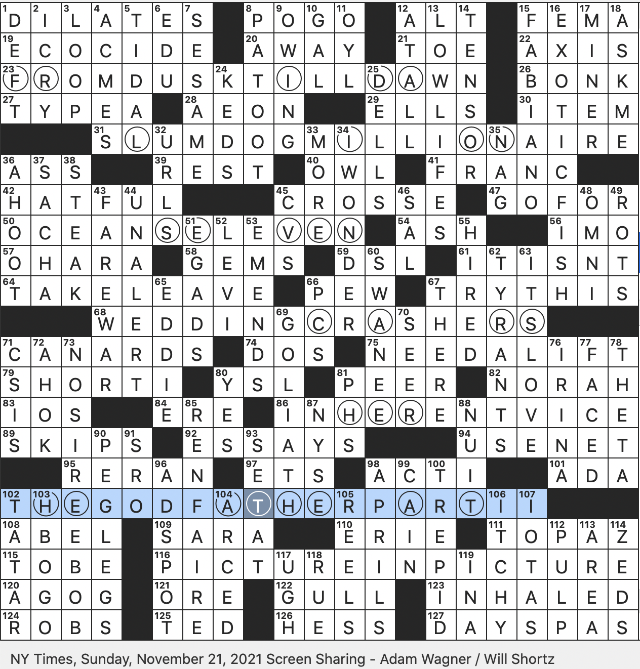 Rex Parker Does The NYT Crossword Puzzle Onetime Streaming Platform Of The 2010s SUN 11 21 21 Early Online Forum That Popularized Terms Like FAQ And Spam Chess s Caruana Onetime Youngest