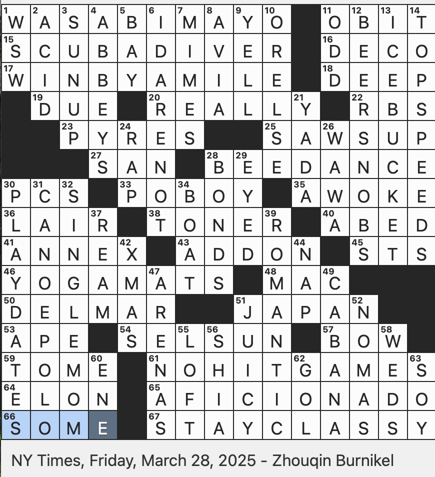 Rex Parker Does The NYT Crossword Puzzle Poke Bowl Condiment FRI 3 28 25 Oh Brothers Where Art Thou Hybrid Team Sport That Uses Kayaks San Diego County Beach Town Rex Parker Does The NYT Crossword Puzzle Poke Bowl Condiment FRI 3 28 25 Oh Brothers Where Art Thou Hybrid Team Sport That Uses Kayaks San Diego County Beach Town