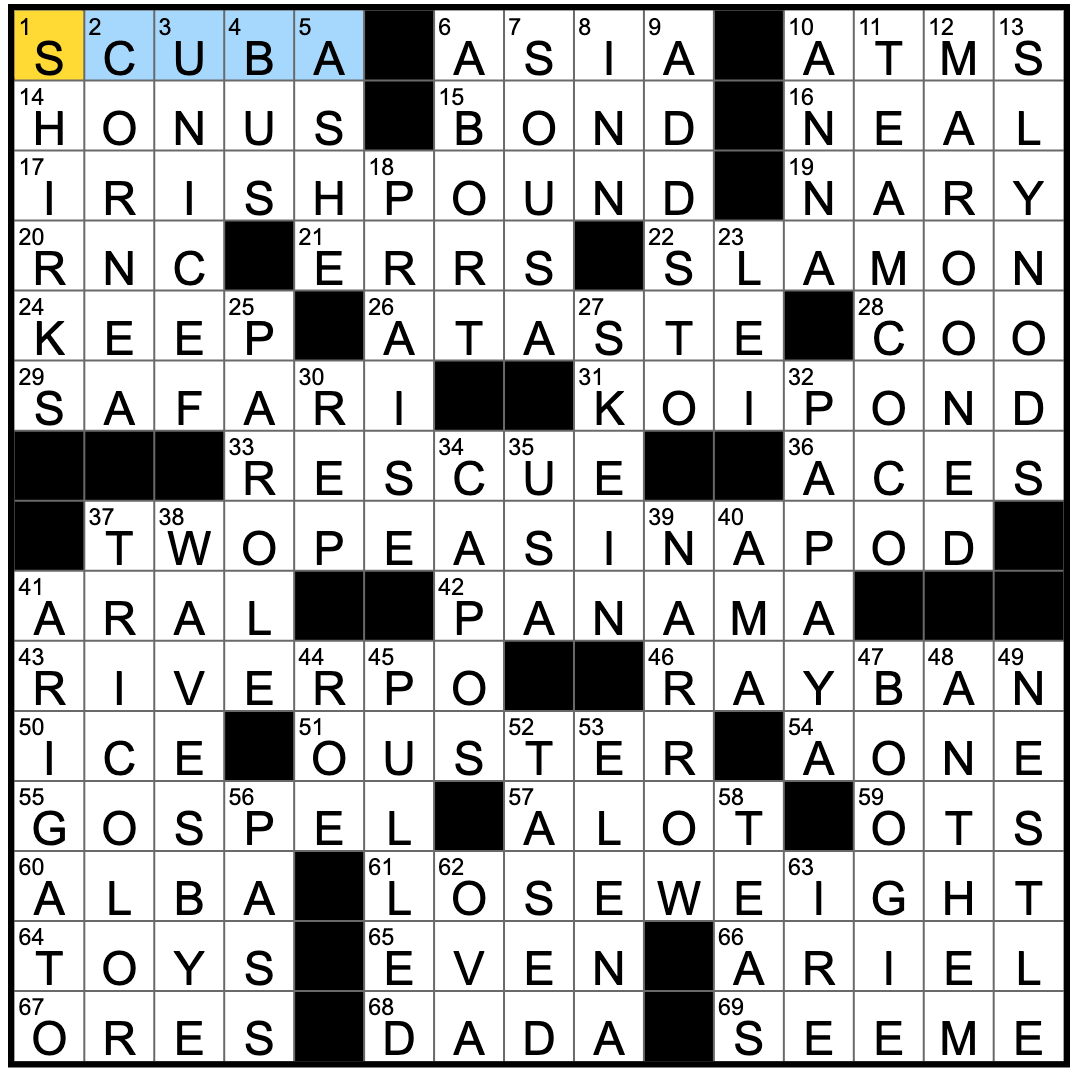 Rex Parker Does The NYT Crossword Puzzle Silently Bids Adieu TUES 12 31 19 Many An Adopted Pet Diving Gear Elsa s Sister In Frozen 