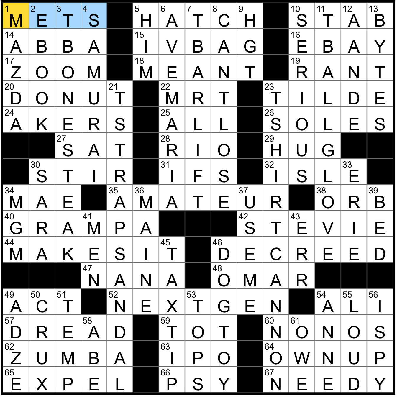 donut shape crossword clue