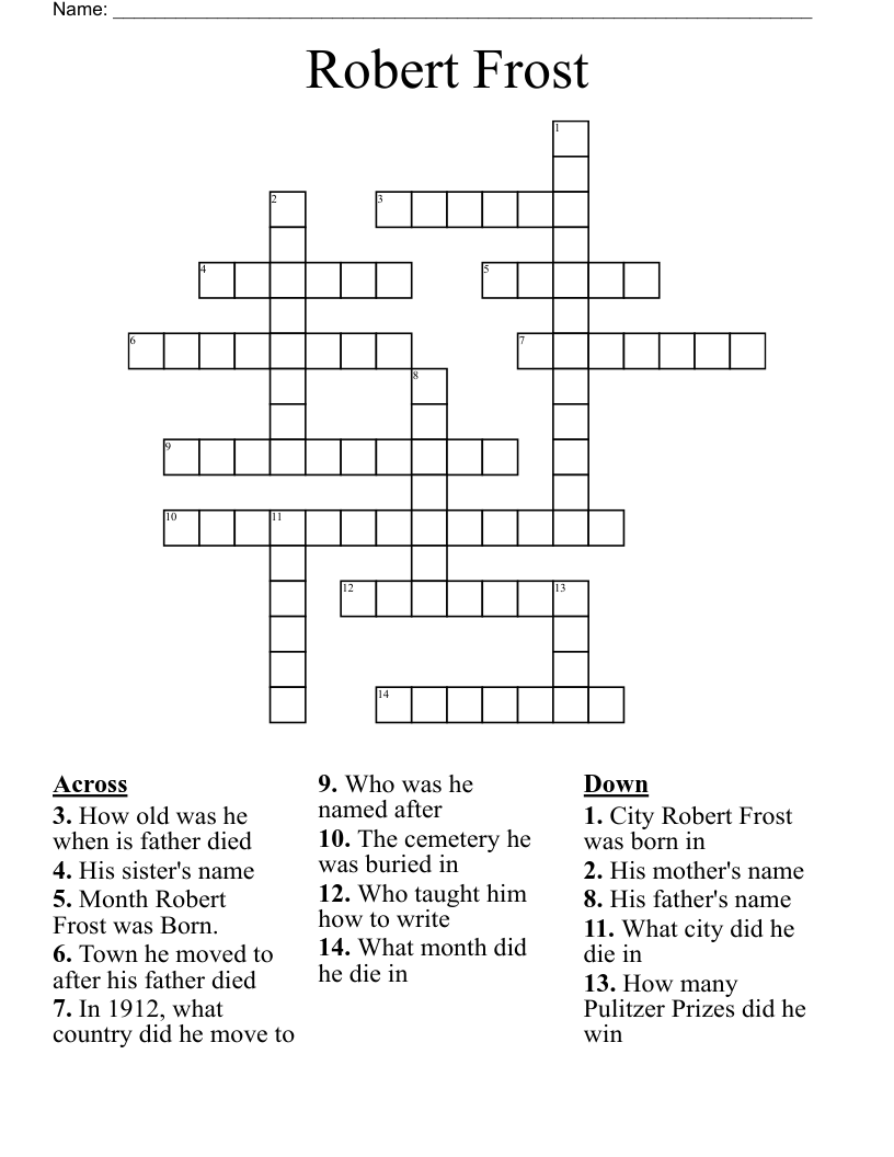 Robert Frost Crossword WordMint