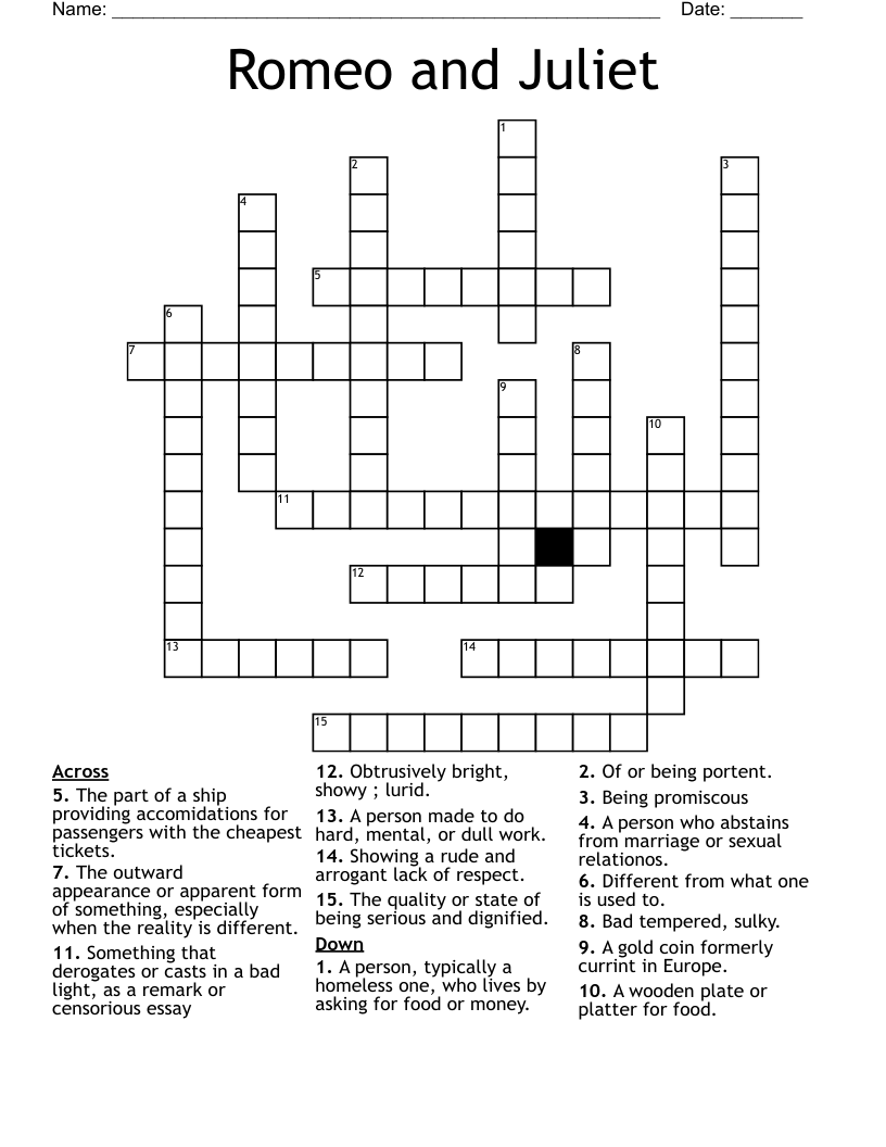 Robinson Crusoe Vocabulary Words Crossword WordMint