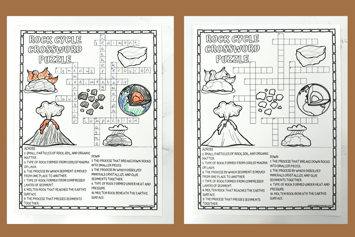 Rock Cycle Crossword Puzzle Free Printable Rock Cycle Crossword Puzzle Free Printable