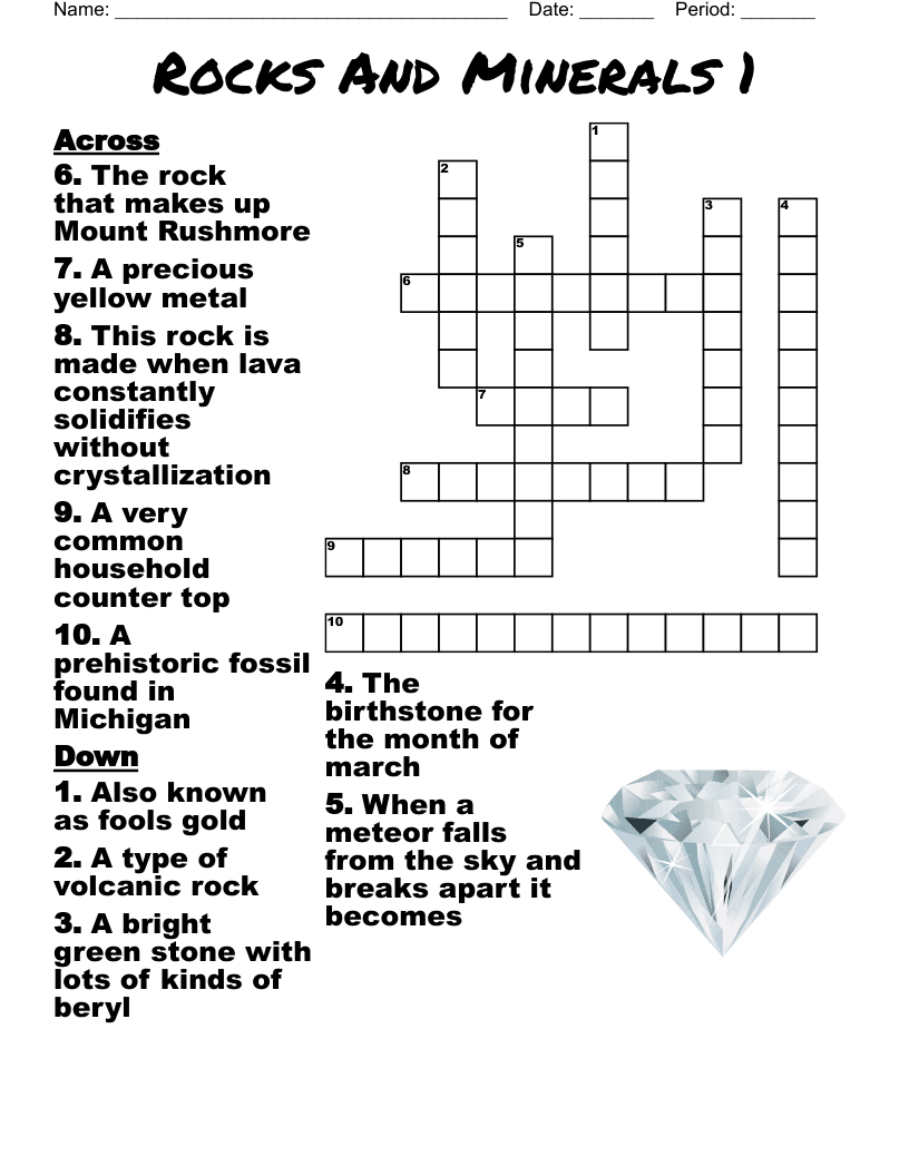 Rocks And Minerals 1 Crossword WordMint Rocks And Minerals 1 Crossword WordMint