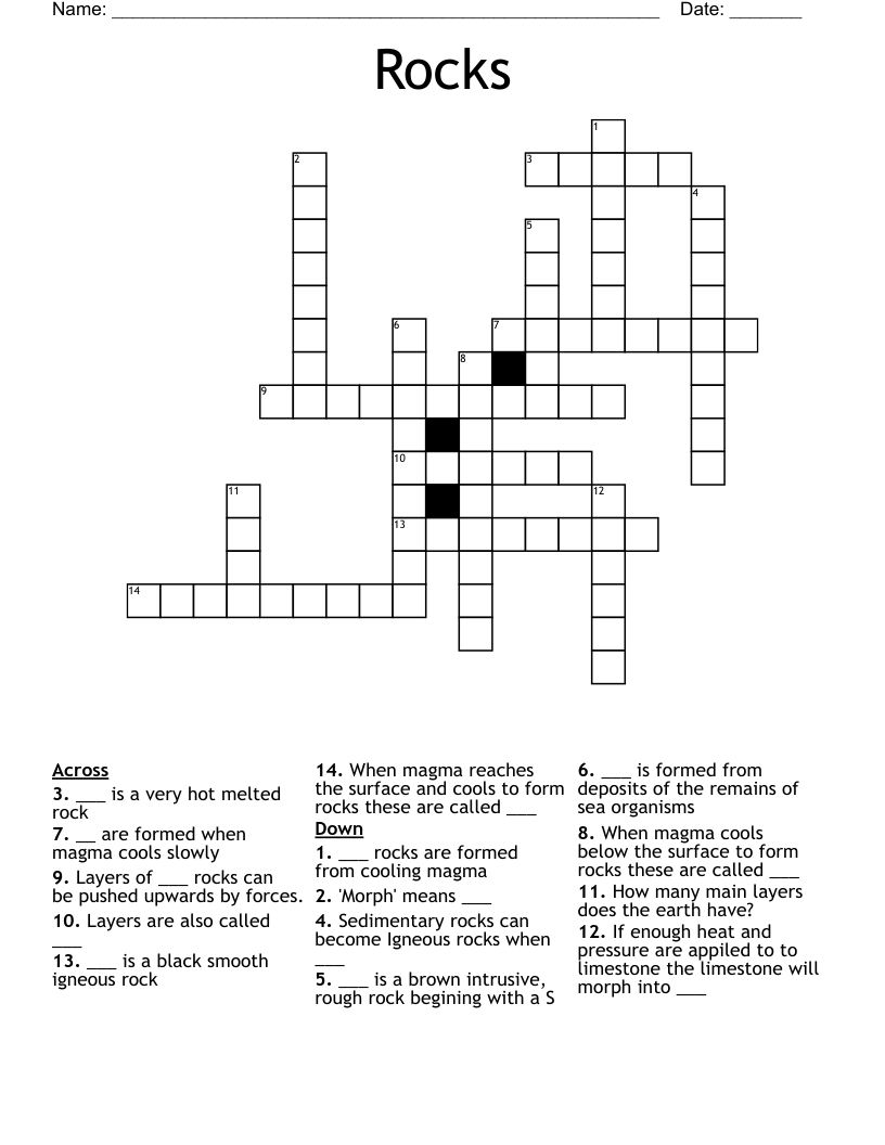 Rocks Crossword WordMint