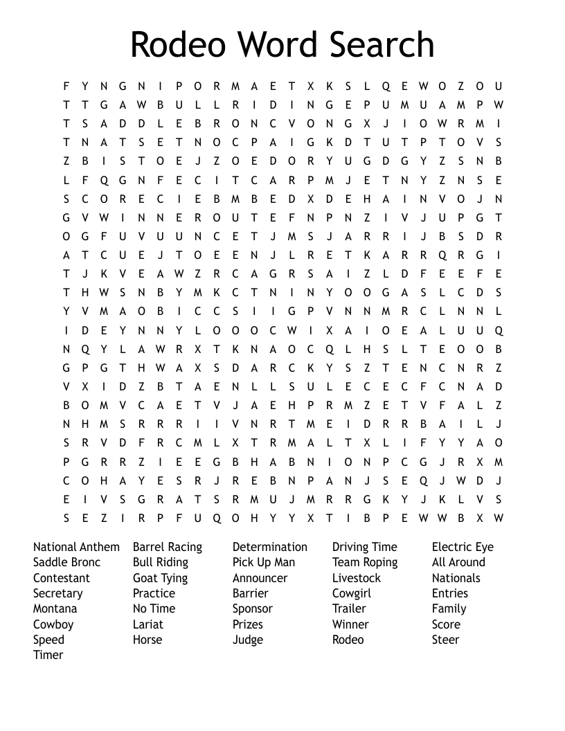 Rodeo Word Search WordMint