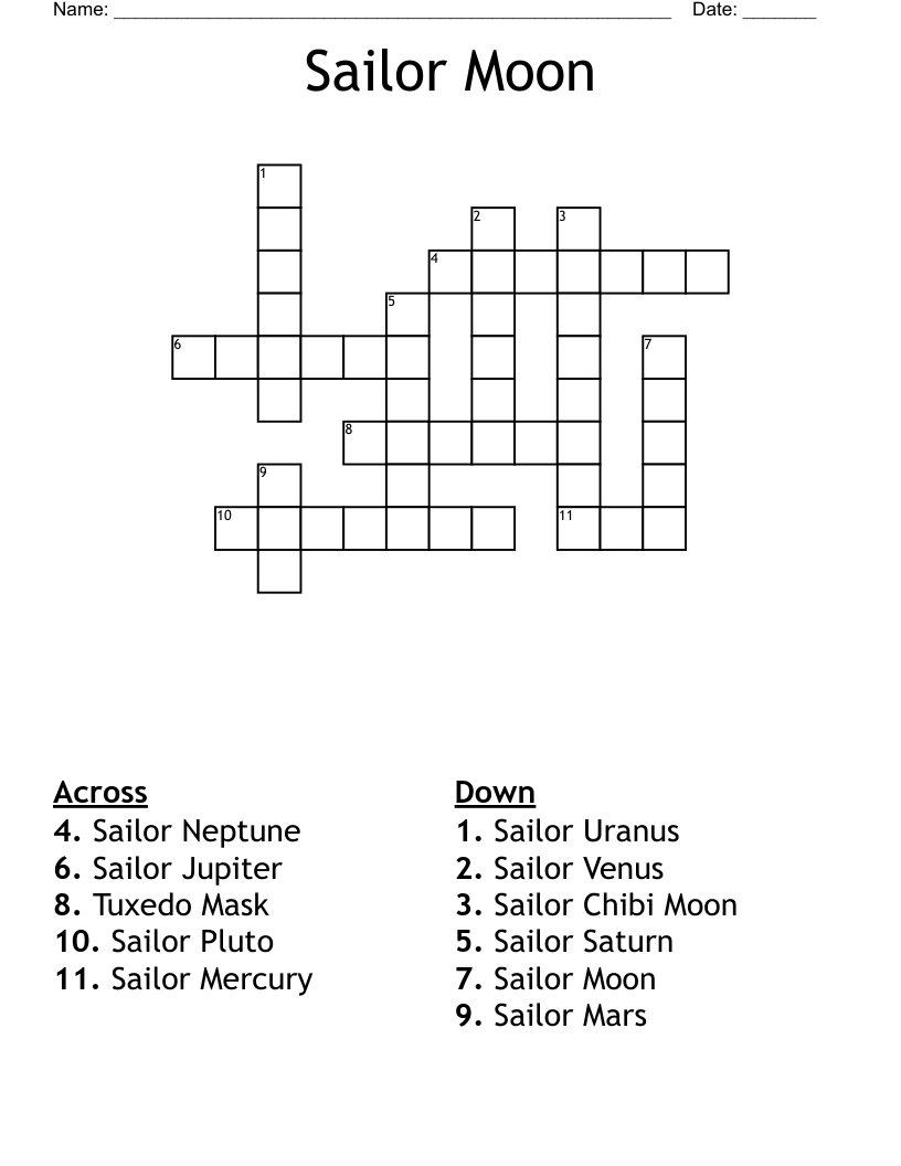 Sailor Moon Crossword WordMint