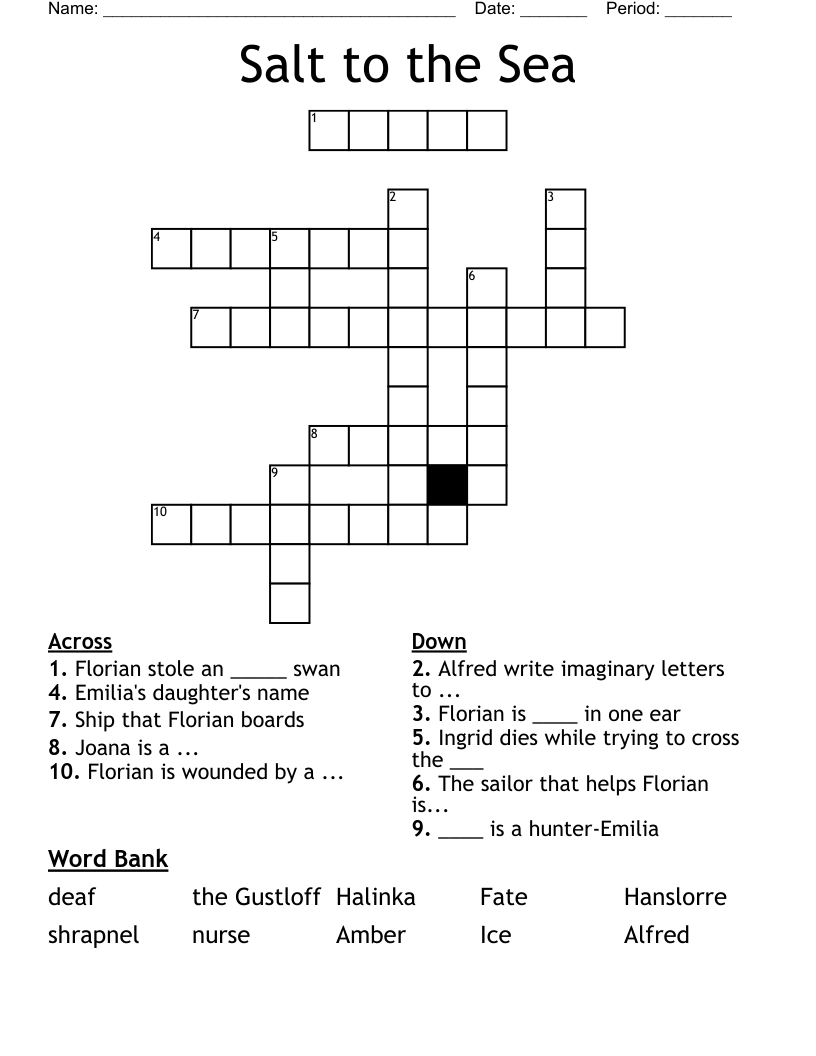 Salt To The Sea Crossword WordMint