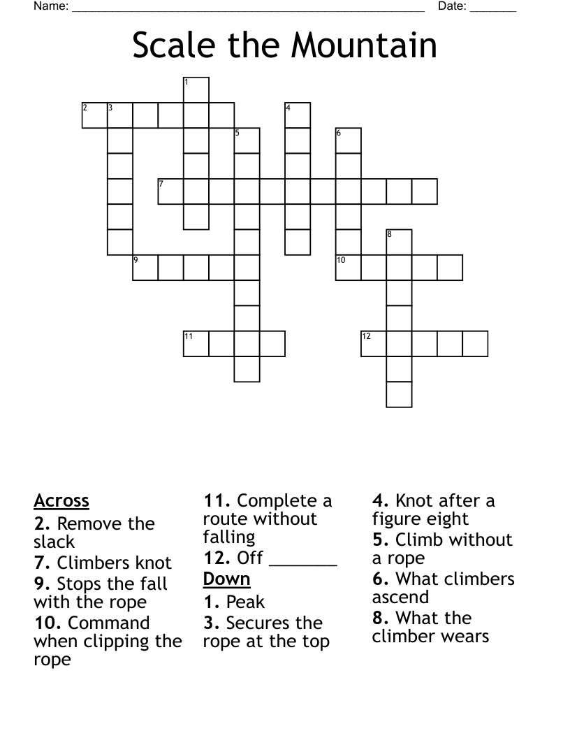 Scale The Mountain Crossword WordMint Scale The Mountain Crossword WordMint