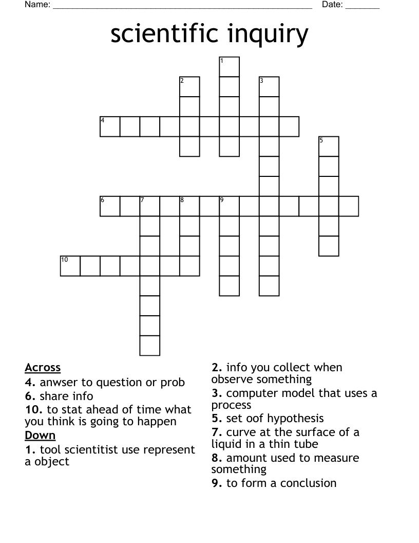 Scientific Inquiry Crossword WordMint Scientific Inquiry Crossword WordMint