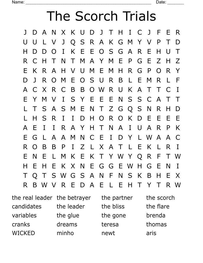Scorch Trials Crossword WordMint Scorch Trials Crossword WordMint