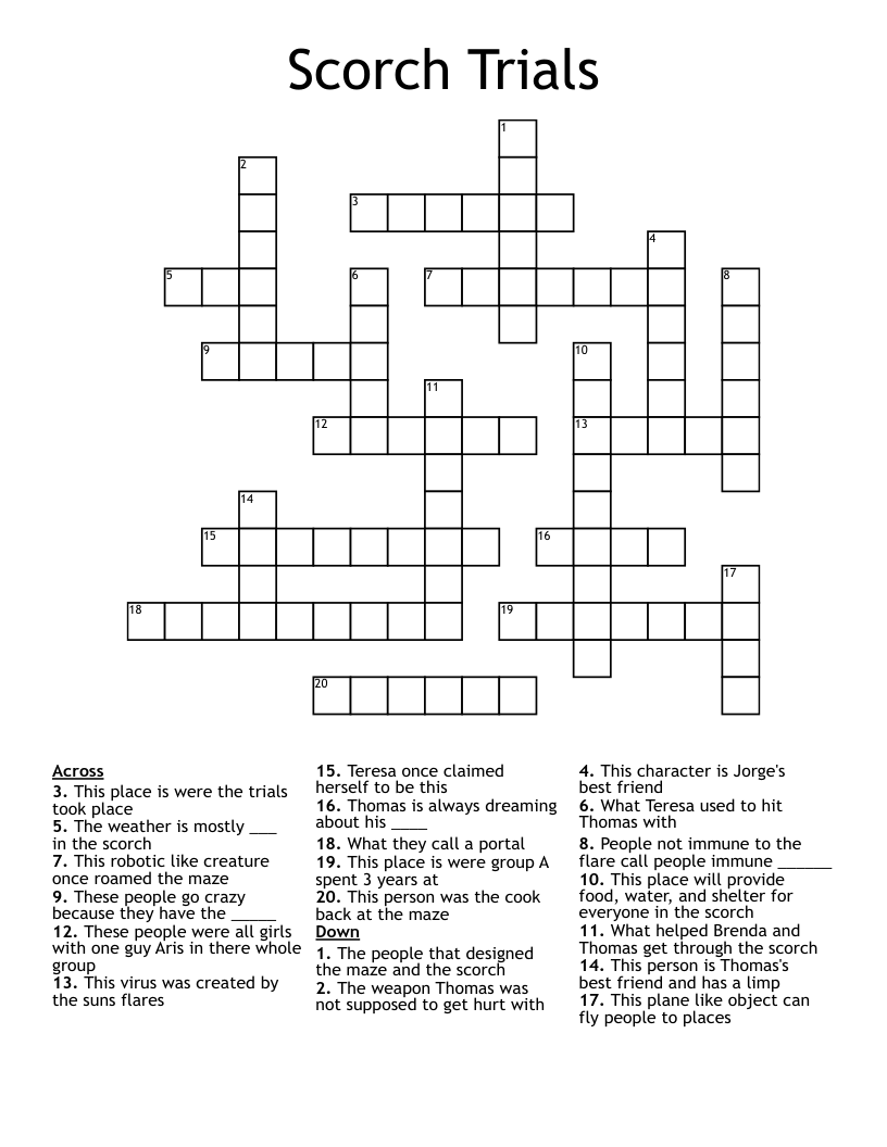 Scorch Trials Crossword WordMint