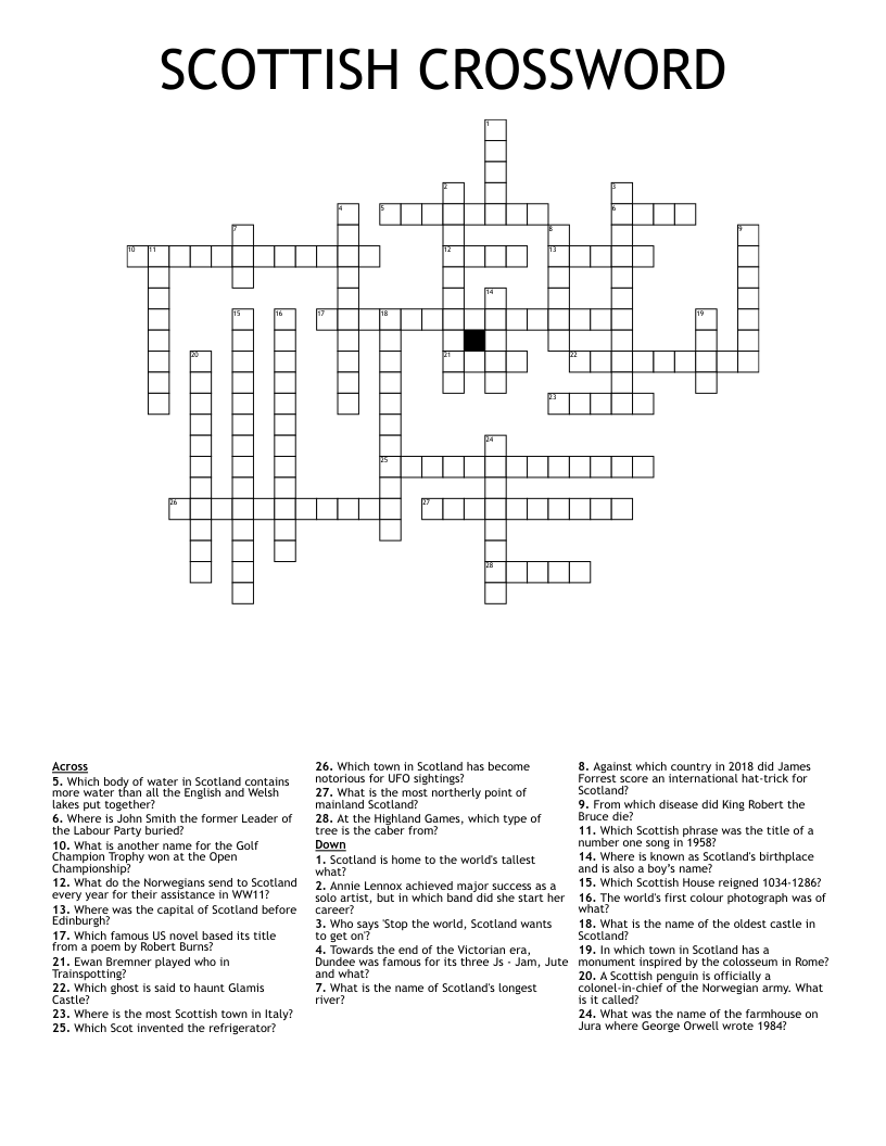 SCOTTISH CROSSWORD WordMint