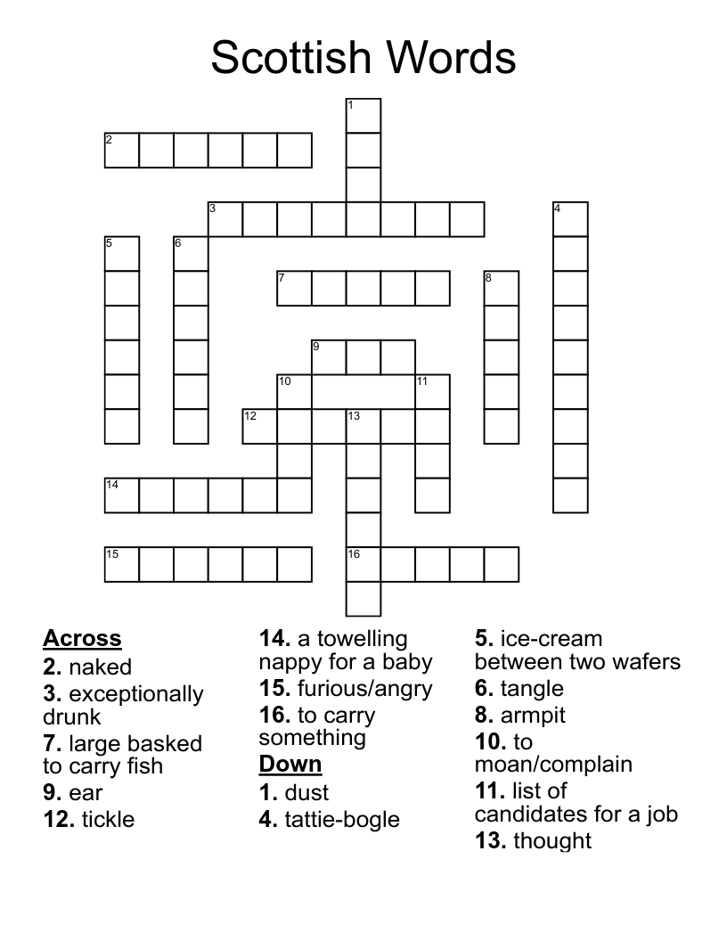 Scottish Words Crossword WordMint