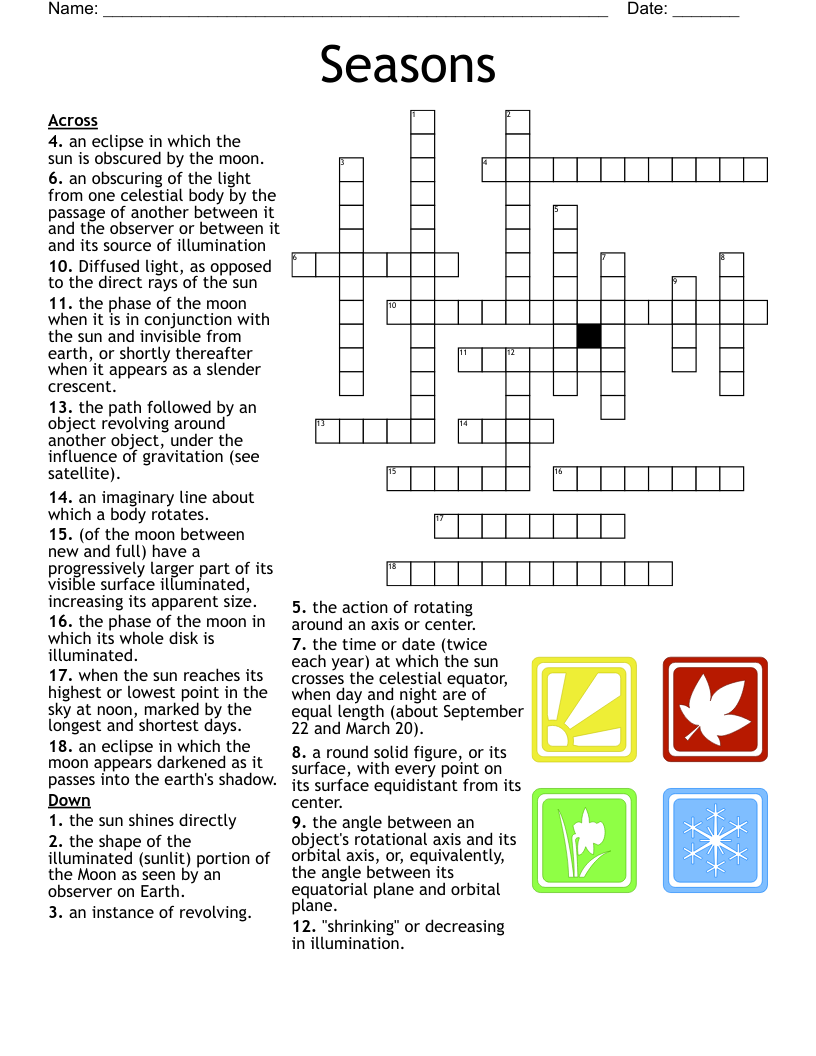 Seasons Crossword WordMint