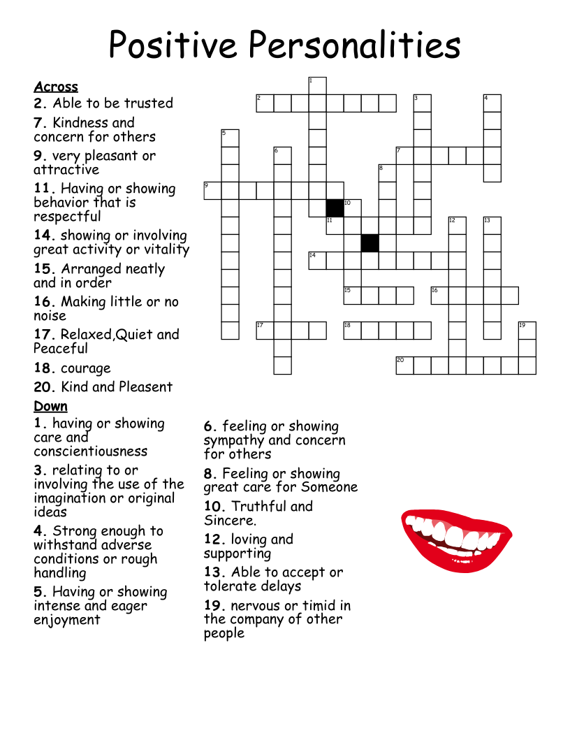 Self Esteem Crossword WordMint