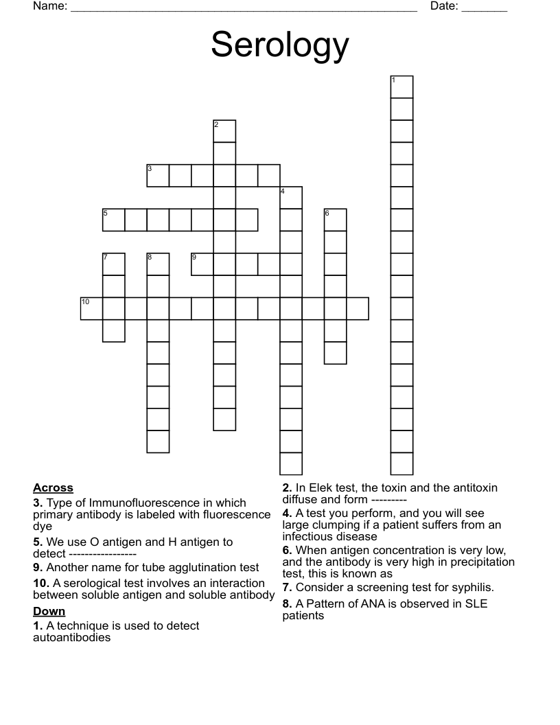 Serology Crossword WordMint Serology Crossword WordMint