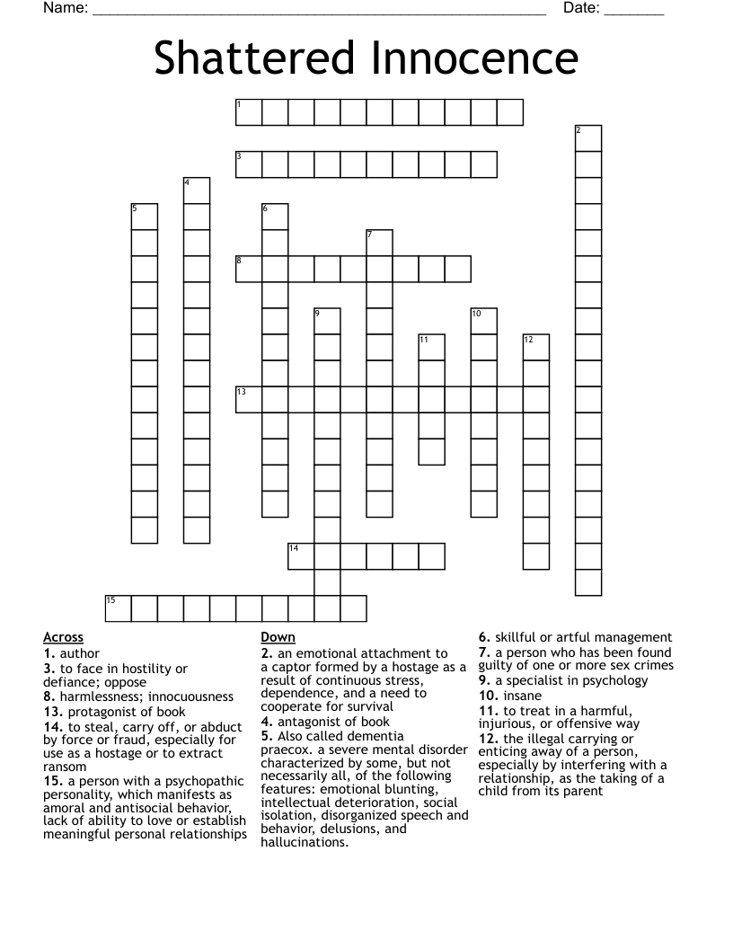 Shattered Innocence Crossword WordMint Shattered Innocence Crossword WordMint