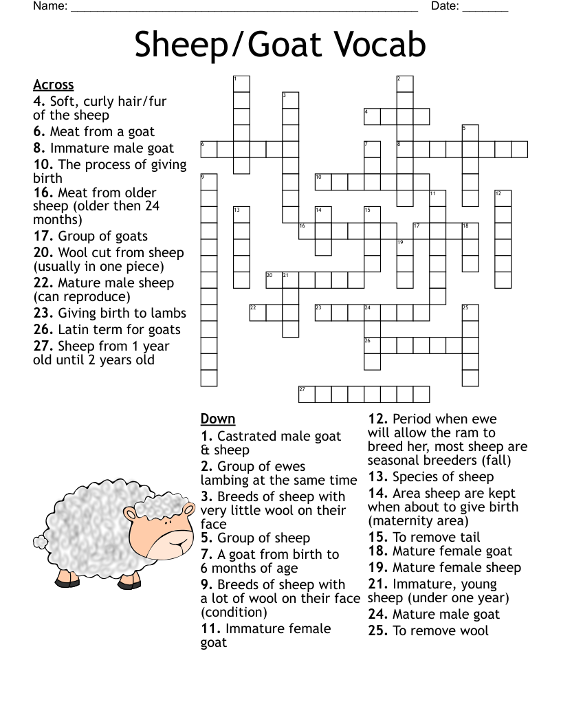 Sheep Goat Vocab Crossword WordMint Sheep Goat Vocab Crossword WordMint