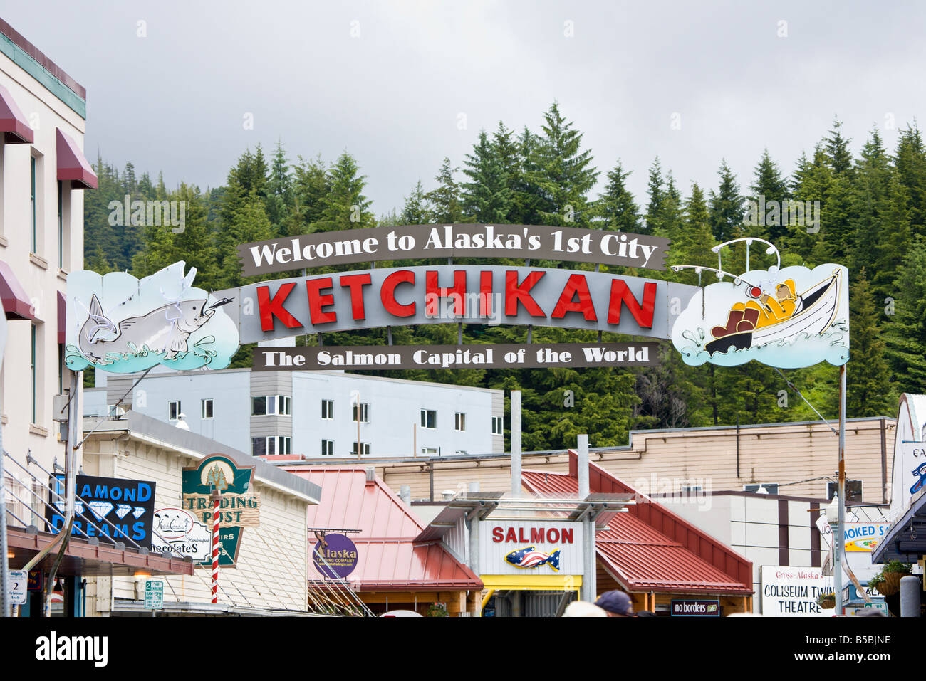 Sign Welcome To Alaska s 1st City Ketchikan The Salmon Capital Of The World Stock Photo Alamy