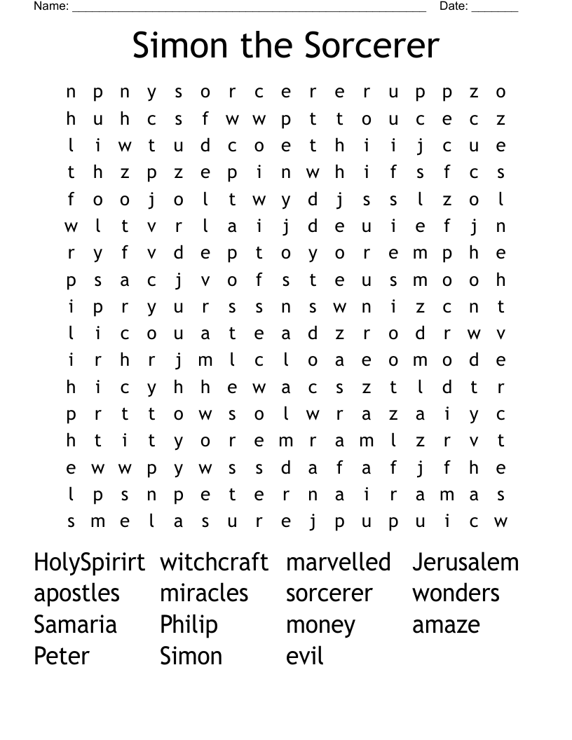 Simon The Sorcerer Word Search WordMint Simon The Sorcerer Word Search WordMint