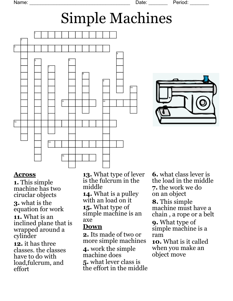 Simple Machines Crossword WordMint