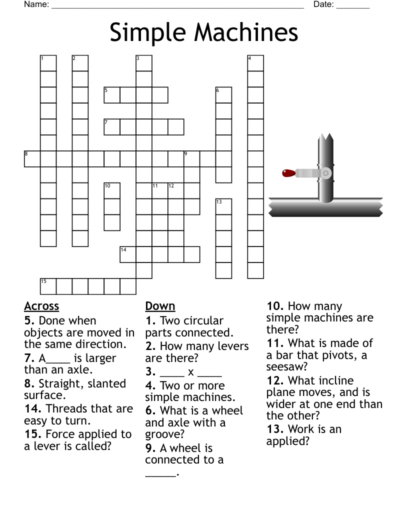 Simple Machines Crossword WordMint Simple Machines Crossword WordMint