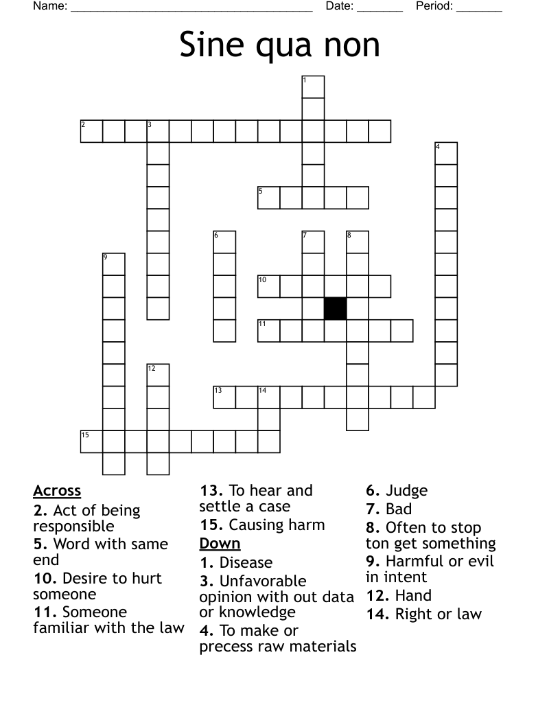 Sine Qua Non Crossword WordMint Sine Qua Non Crossword WordMint