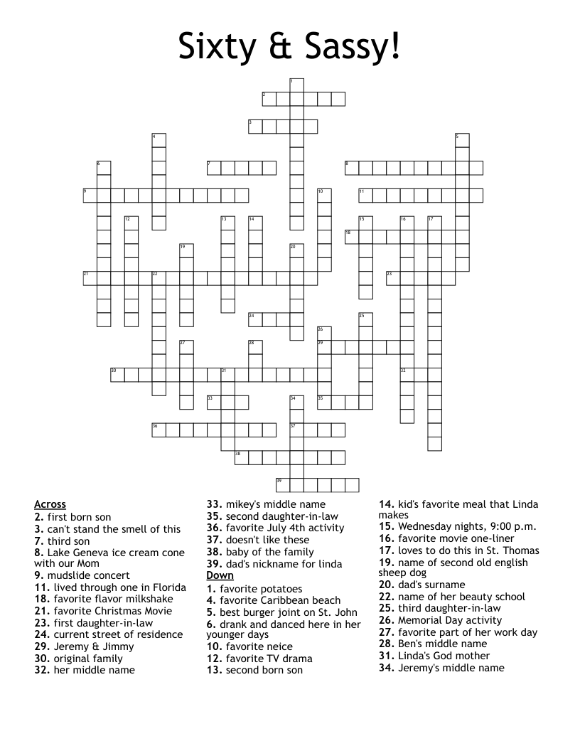Sixty Sassy Crossword WordMint