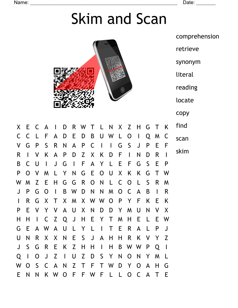Skim And Scan Word Search WordMint
