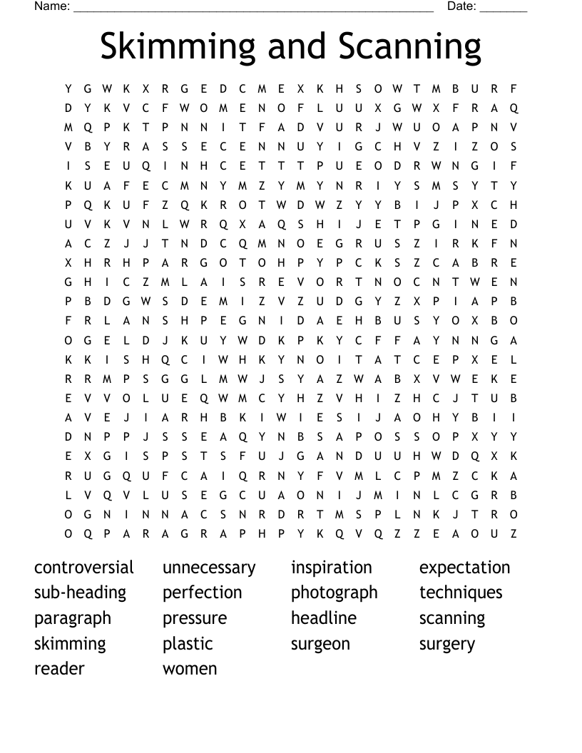 Skimming And Scanning Word Search WordMint Skimming And Scanning Word Search WordMint