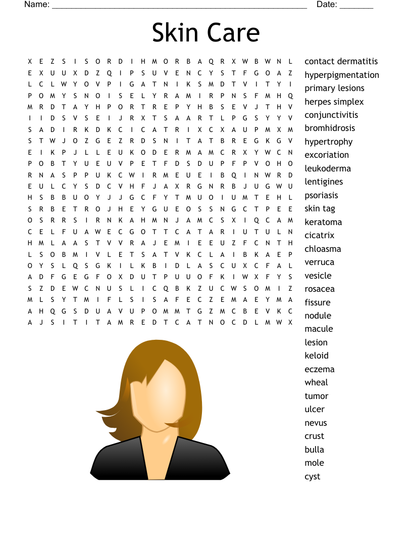 Skin Care Word Search WordMint