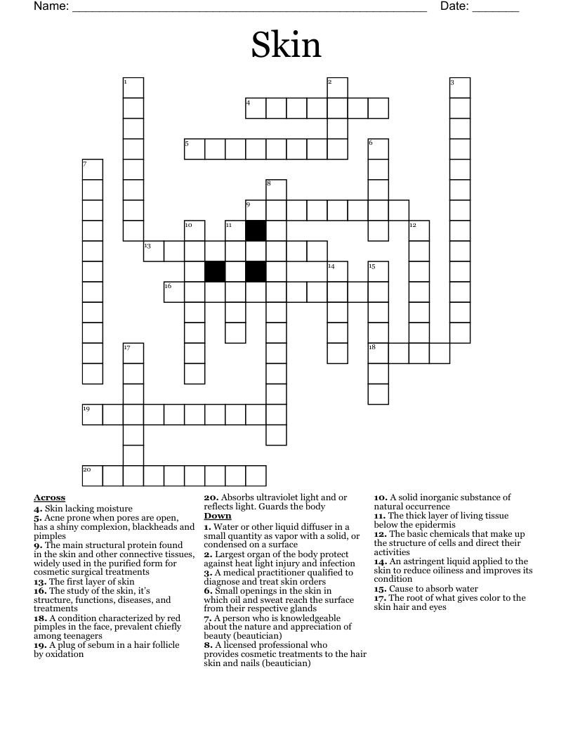 Skin Crossword WordMint